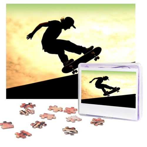 Puzzles, 500 Teile, personalisierbar, Skateboard-Puzzle, anspruchsvolles Bild mit Aufbewahrungstasche, Fotopuzzle für Erwachsene, Hochzeit (52 x 38 cm) von PAQOLSMCKR