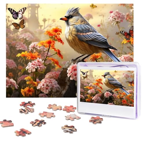 Puzzles, 500 Teile, personalisierbar, Spatzenvögel, singendes Puzzle, anspruchsvolles Bild mit Aufbewahrungstasche, Fotopuzzle für Erwachsene, Hochzeit (75 x 50 cm) von PAQOLSMCKR