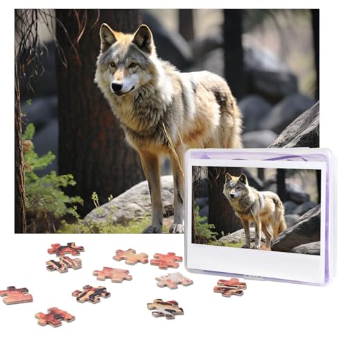 Puzzles, 500 Teile, personalisierbar, Wildtiere, Wolf, Puzzle, herausforderndes Bild mit Aufbewahrungstasche, Fotopuzzle für Erwachsene, Hochzeit (75 x 50 cm) von PAQOLSMCKR