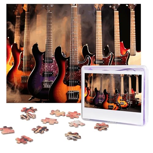 Puzzles, 500 Teile, personalisierbar, cooles E-Gitarren-Puzzle, anspruchsvolles Bild mit Aufbewahrungstasche, Fotopuzzle für Erwachsene, Hochzeit (52 x 38 cm) von PAQOLSMCKR