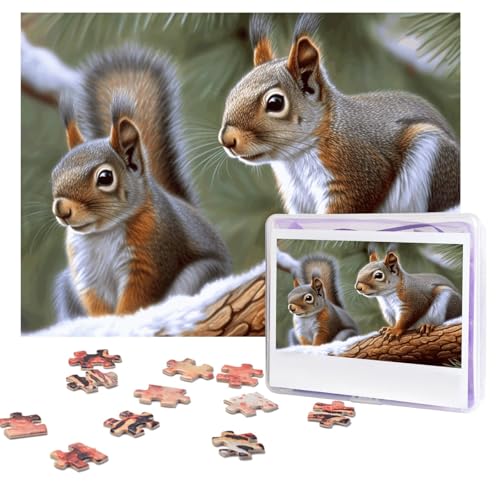 Puzzles, 500 Teile, personalisierbar, kleines Eichhörnchen, Puzzle, anspruchsvolles Bild mit Aufbewahrungstasche, Fotopuzzle für Erwachsene, Hochzeit (52 x 38 cm) von PAQOLSMCKR