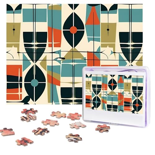 Puzzles, 500 Teile, personalisierbar, modernes Puzzle, Mitte des Jahrhunderts, anspruchsvolles Bild mit Aufbewahrungstasche, Fotopuzzle für Erwachsene, Hochzeit (75 x 50 cm) von PAQOLSMCKR
