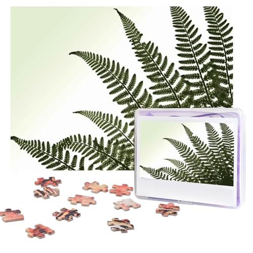 Puzzles, 500 Teile, personalisierbar, natürliche Pflanze, Farnblatt, Puzzle, herausforderndes Bild mit Aufbewahrungstasche, Fotopuzzle für Erwachsene, Hochzeit (75 x 50 cm) von PAQOLSMCKR