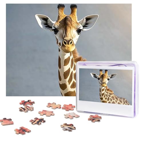 Puzzles, 500 Teile, personalisierbar, niedliche Giraffe, Puzzle, herausforderndes Bild mit Aufbewahrungstasche, Fotopuzzle für Erwachsene, Hochzeit (52 x 38 cm) von PAQOLSMCKR