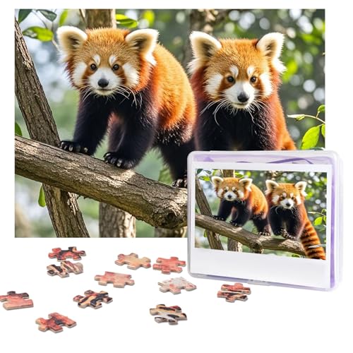 Puzzles, 500 Teile, personalisierbar, rote Pandas, Puzzle, herausforderndes Bild mit Aufbewahrungstasche, Fotopuzzle für Erwachsene, Hochzeit (52 x 38 cm) von PAQOLSMCKR