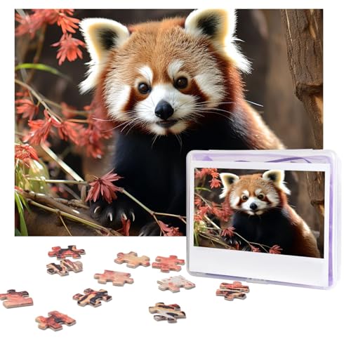Puzzles, 500 Teile, personalisierbar, rote Pandas, Puzzle, herausforderndes Bild mit Aufbewahrungstasche, Fotopuzzle für Erwachsene, Hochzeit (75 x 50 cm) von PAQOLSMCKR