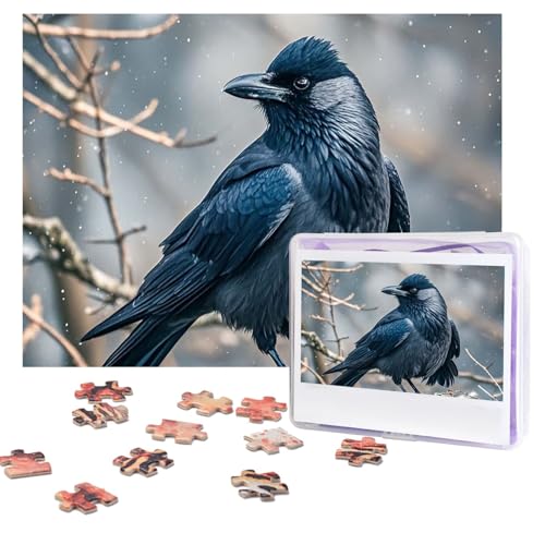 Puzzles, 500 Teile, personalisierbar, schwarze Krähenvögel, Puzzle, anspruchsvolles Bild mit Aufbewahrungstasche, Fotopuzzle für Erwachsene, Hochzeit (52 x 38 cm) von PAQOLSMCKR