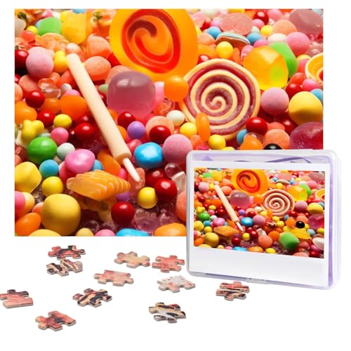 Puzzles, 500 Teile, personalisierbar, süße Süßigkeiten, Puzzle, anspruchsvolles Bild mit Aufbewahrungstasche, Fotopuzzle für Erwachsene, Hochzeit (75 x 50 cm) von PAQOLSMCKR