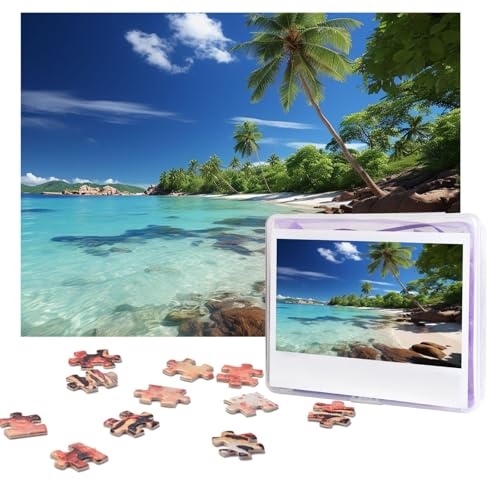 Puzzles, 500 Teile, personalisierbar, tropisches Paradies, Puzzle, herausforderndes Bild mit Aufbewahrungstasche, Fotopuzzle für Erwachsene, Hochzeit (75 x 50 cm) von PAQOLSMCKR