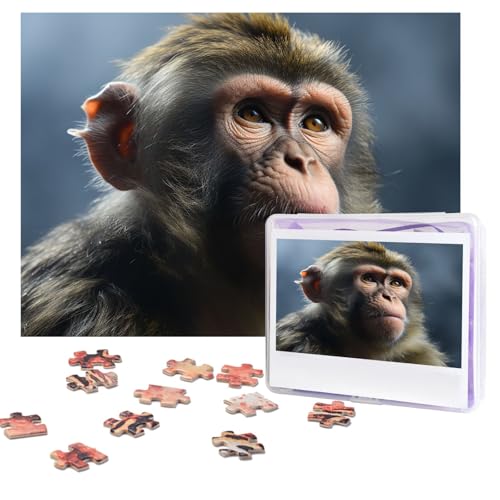 Puzzles, 500 Teile, personalisiertes Puzzle, Affenpuzzle, herausforderndes Bild mit Aufbewahrungstasche, Fotopuzzle für Erwachsene, Hochzeit (75 x 50 cm) von PAQOLSMCKR