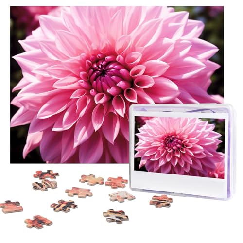 Puzzles, 500 Teile, personalisiertes Puzzle, Blumen-Dahlie, Blumen-Puzzle, herausforderndes Bild mit Aufbewahrungstasche, Fotopuzzle für Erwachsene, Hochzeit (52 x 38 cm) von PAQOLSMCKR