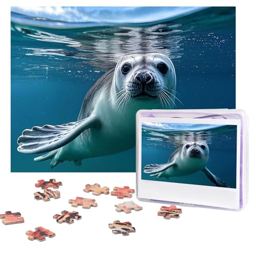 Puzzles, 500 Teile, personalisiertes Puzzle, Harfe, Siegel, Tapete, Puzzle, anspruchsvolles Bild mit Aufbewahrungstasche, Fotopuzzle für Erwachsene, Hochzeit (52 x 38 cm) von PAQOLSMCKR