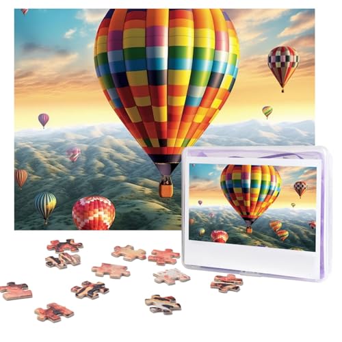 Puzzles, 500 Teile, personalisiertes Puzzle, Heißluftballon-Puzzle, anspruchsvolles Bild mit Aufbewahrungstasche, Fotopuzzle für Erwachsene, Hochzeit (75 x 50 cm) von PAQOLSMCKR