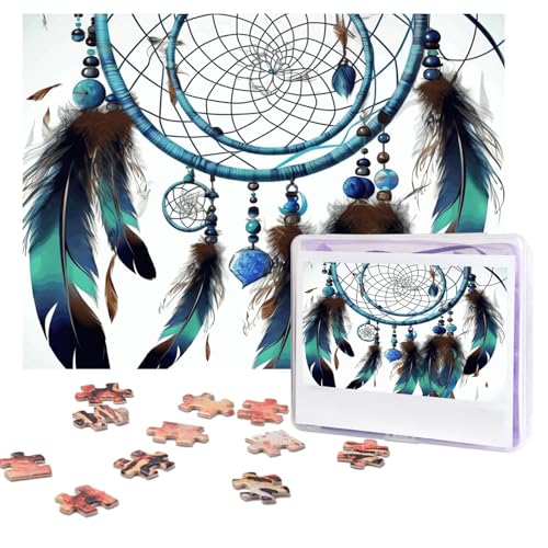 Puzzles, 500 Teile, personalisiertes Puzzle, Indianer-Traumfänger-Puzzle, herausforderndes Bild mit Aufbewahrungstasche, Fotopuzzle für Erwachsene, Hochzeit (52 x 38 cm) von PAQOLSMCKR