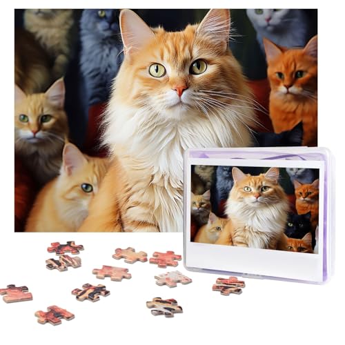 Puzzles, 500 Teile, personalisiertes Puzzle, Katzen, Tierpuzzle, herausforderndes Bild mit Aufbewahrungstasche, Fotopuzzle für Erwachsene, Hochzeit (75 x 50 cm) von PAQOLSMCKR