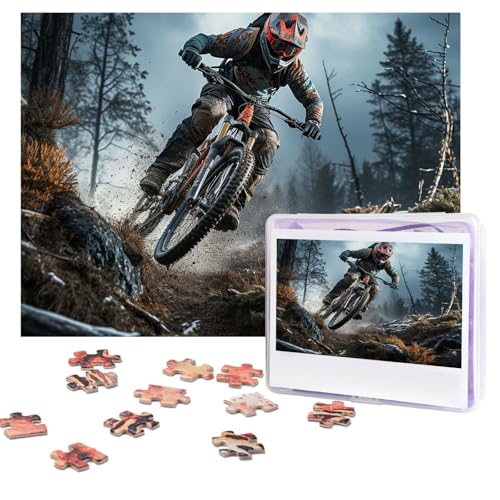 Puzzles, 500 Teile, personalisiertes Puzzle, Mountainbike-Turnier-Puzzle, anspruchsvolles Bild mit Aufbewahrungstasche, Fotopuzzle für Erwachsene, Hochzeit (75 x 50 cm) von PAQOLSMCKR