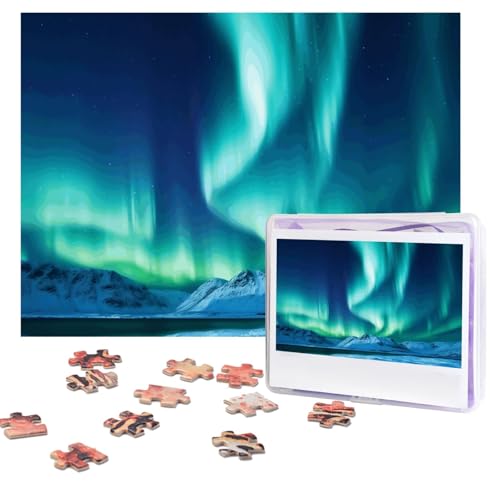 Puzzles, 500 Teile, personalisiertes Puzzle, Nordlichter, Puzzle, herausforderndes Bild mit Aufbewahrungstasche, Fotopuzzle für Erwachsene, Hochzeit (52 x 38 cm) von PAQOLSMCKR