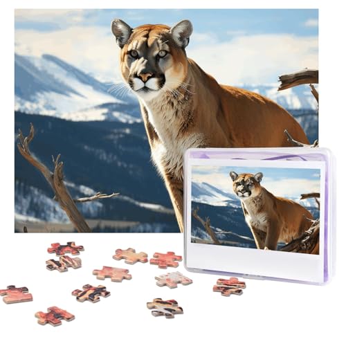Puzzles, 500 Teile, personalisiertes Puzzle, Panther-Berg-Löwen-Puzzle, herausforderndes Bild mit Aufbewahrungstasche, Fotopuzzle für Erwachsene, Hochzeit (52 x 38 cm) von PAQOLSMCKR