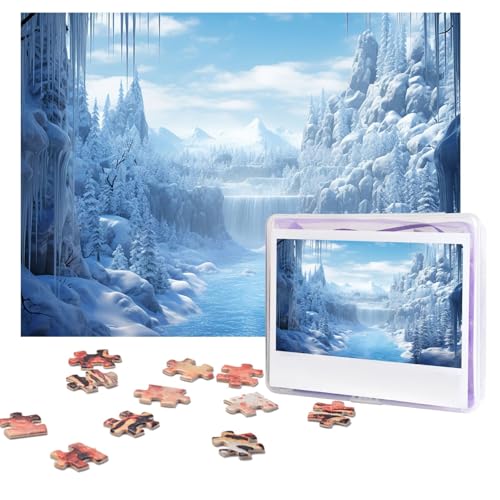Puzzles, 500 Teile, personalisiertes Puzzle, Schnee-Eiswelt, Puzzle, anspruchsvolles Bild mit Aufbewahrungstasche, Fotopuzzle für Erwachsene, Hochzeit (75 x 50 cm) von PAQOLSMCKR