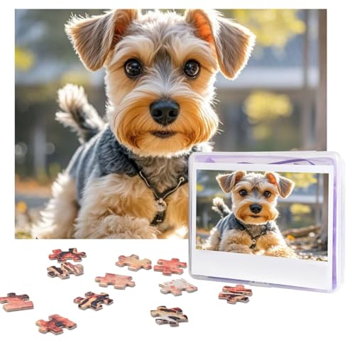 Puzzles, 500 Teile, personalisiertes Puzzle, Yorkie-Welpen-Puzzle, herausforderndes Bild mit Aufbewahrungstasche, Fotopuzzle für Erwachsene, Hochzeit (52 x 38 cm) von PAQOLSMCKR