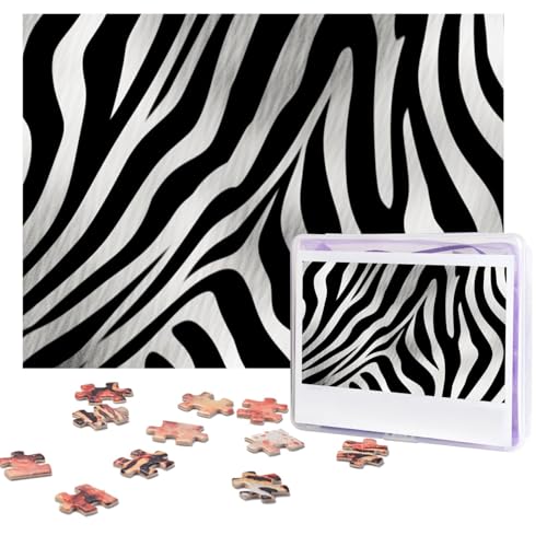 Puzzles, 500 Teile, personalisiertes Puzzle, Zebramuster, herausforderndes Bild mit Aufbewahrungstasche, Fotopuzzle für Erwachsene, Hochzeit (52 x 38 cm) von PAQOLSMCKR