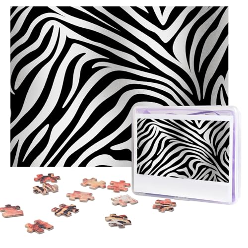Puzzles, 500 Teile, personalisiertes Puzzle, Zebramuster, herausforderndes Bild mit Aufbewahrungstasche, Fotopuzzle für Erwachsene, Hochzeit (75 x 50 cm) von PAQOLSMCKR