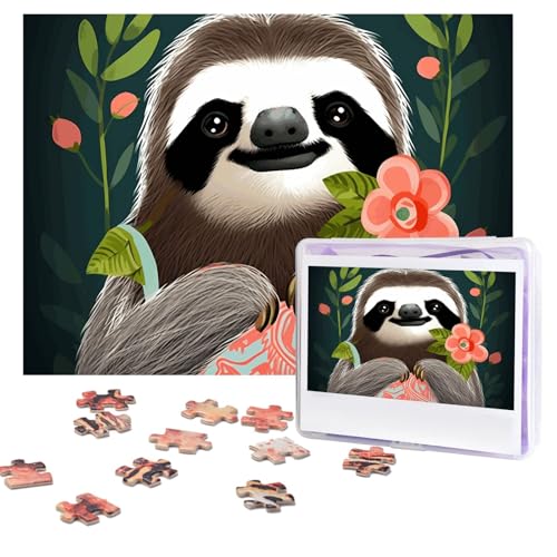 Puzzles, 500 Teile, personalisiertes Puzzle, niedliches Faultier-Puzzle, herausforderndes Bild mit Aufbewahrungstasche, Fotopuzzle für Erwachsene, Hochzeit (52 x 38 cm) von PAQOLSMCKR