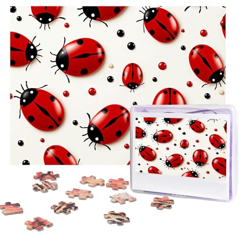 Puzzles, 500 Teile, personalisiertes Puzzle, rotes Marienkäfer-Puzzle, herausforderndes Bild mit Aufbewahrungstasche, Fotopuzzle für Erwachsene, Hochzeit (52 x 38 cm) von PAQOLSMCKR