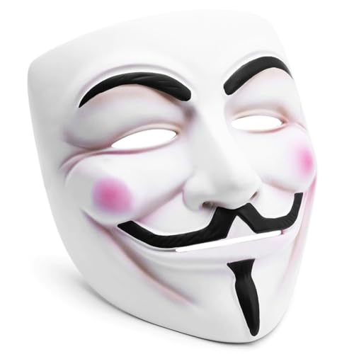 PARENCE.- Anonyme V Maske für Vendetta – Guy Fawkes Maske 20 x 18,5 cm – Halloween, Cosplay, Karneval, Event Kostümzubehör – Leichte und bequeme Plastikmaske von PARENCE