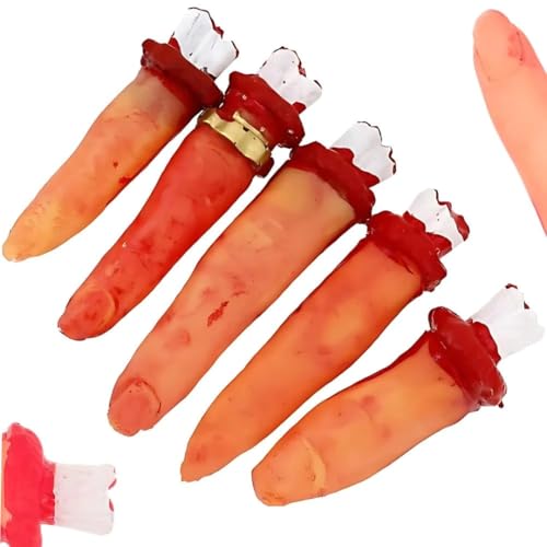 PARENCE.- Set mit 5 Schnullern Blutige Finger – Realistisches Halloween Kostümzubehör – Falsche Finger abschneiden für Horror-Dekorationen, Witze und Mottopartys PARENCE.- Set mit 5 Schnullern Blutige Finger – Realistisches Halloween Kostümzubehör – Falsche Finger abschneiden für Horror-Dekorationen, Witze und Mottopartys von PARENCE