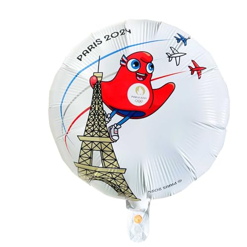 PARIS 2024 CMP, CJO80091, Folienballon, weiß, Gm, 45 cm, offizielles Lizenzprodukt, Party-Dekoration, zum Aufblasen mit Strohhalm oder Ballonpumpe, Sportthema, Geburtstag von PARIS 2024