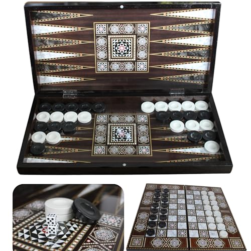 PARK & OZ Türkisches Backgammon-Brettspiel-Set – 48,3 cm für Erwachsene mit poliertem Holz und elegantem Mosaik-Design für klassischen Spaß – Reisespiele für Familie und Paare PARK & OZ Türkisches Backgammon-Brettspiel-Set – 48,3 cm für Erwachsene mit poliertem Holz und elegantem Mosaik-Design für klassischen Spaß – Reisespiele für Familie und Paare von PARK & OZ