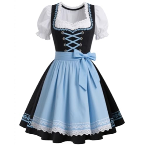 PARTTELY Oktoberfest Outfits Damen Dirndl Kleid Deutsch Bayerisches Bier Dirndl Kleid Kostüme für Halloween Karneval, Hell, blau, S PARTTELY Oktoberfest Outfits Damen Dirndl Kleid Deutsch Bayerisches Bier Dirndl Kleid Kostüme für Halloween Karneval, Hell, blau, S von PARTTELY