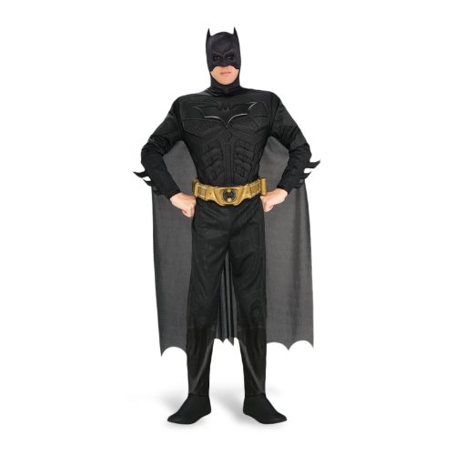 Batman - The Dark Knight Rises Deluxe Kostüm mit Muskeln, Overall, Umhang, Maske, Gürtel - M von PARTY DISCOUNT