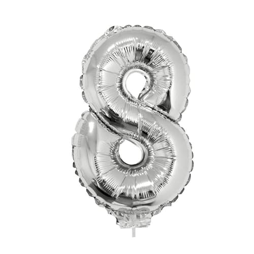 PARTY DISCOUNT NEU Mini-Folienballon am Papierstäbchen, Zahl 8, Silber, ca. 40cm PARTY DISCOUNT NEU Mini-Folienballon am Papierstäbchen, Zahl 8, Silber, ca. 40cm von PARTY DISCOUNT