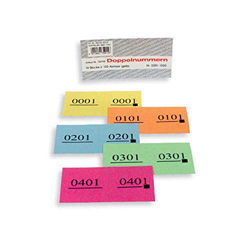 PARTY DISCOUNT® Doppelnummern / Garderobenmarken- Block 1000 Abrisse Nr 01-1000 blau von PARTY DISCOUNT