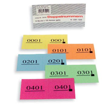 PARTY DISCOUNT ® Doppelnummern- Block 1000 Abrisse Nr. 1001-2000 gelb von PARTY DISCOUNT