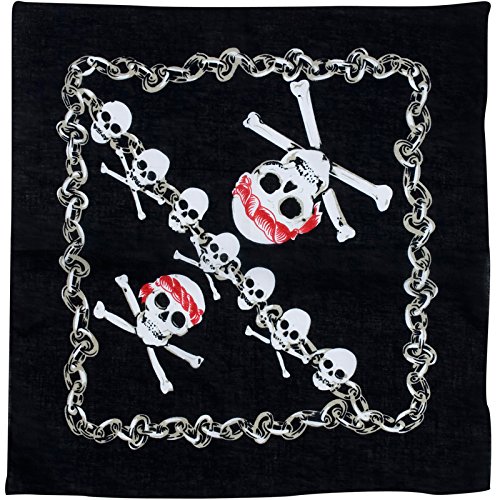 PARTY DISCOUNT Bandana Pirat, mit Totenköpfen, 55x55 cm von PARTY DISCOUNT