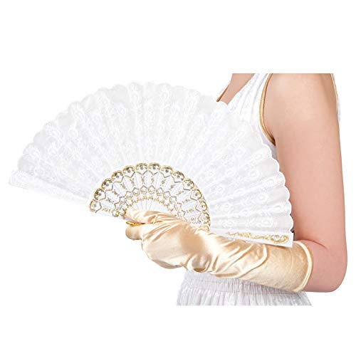 PARTY DISCOUNT Fächer Granada aus Stoff, weiß 25 cm von PARTY DISCOUNT