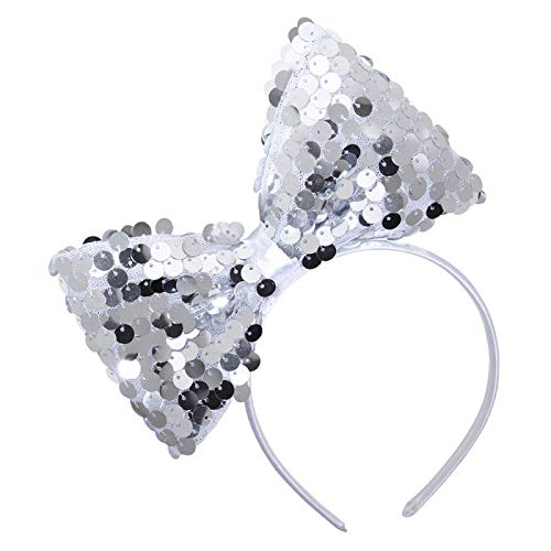 PARTY DISCOUNT Haarreif Pailletten Schleife, silber von PARTY DISCOUNT