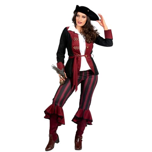 PARTY DISCOUNT NEU Damen-Kostüm Piratin, 3-tlg. mit Hose, Jacke und Gürtel, burgund-schwarz, Gr. 42 PARTY DISCOUNT NEU Damen-Kostüm Piratin, 3-tlg. mit Hose, Jacke und Gürtel, burgund-schwarz, Gr. 42 von PARTY DISCOUNT