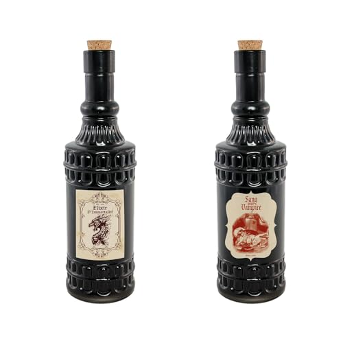 PARTY DISCOUNT NEU Glasflasche mit Halloween-Etikett mit Korken, Größe ca. 23 cm x 6,5 cm, 1 Stück - Wird Sortiert geliefert von PARTY DISCOUNT