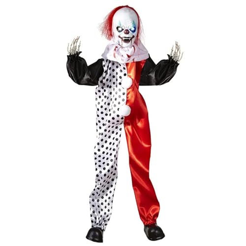 PARTY DISCOUNT NEU Halloween-Figur Killer-Clown mit leuchtenden Augen, Größe ca. 90 cm von PARTY DISCOUNT
