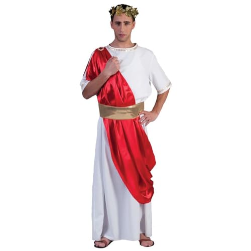 PARTY DISCOUNT NEU Herren-Kostüm Cäsar, rot-weiße Toga mit Schärpe und Gürtel, Gr. 48-50 von PARTY DISCOUNT