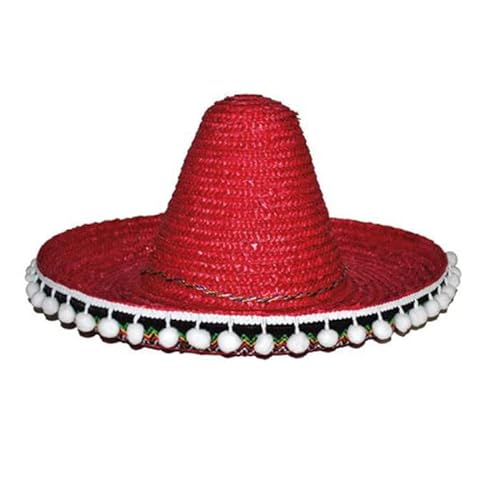 PARTY DISCOUNT NEU Mexikanischer Hut/Sombrero mit Bommeln, Durchmesser 60 cm, Rot von PARTY DISCOUNT