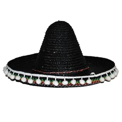 PARTY DISCOUNT NEU Mexikanischer Hut/Sombrero mit Bommeln, Durchmesser 60 cm, Schwarz von PARTY DISCOUNT