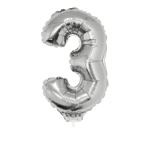 PARTY DISCOUNT NEU Mini-Folienballon am Papierstäbchen, Zahl 3, Silber, ca. 40cm PARTY DISCOUNT NEU Mini-Folienballon am Papierstäbchen, Zahl 3, Silber, ca. 40cm von PARTY DISCOUNT