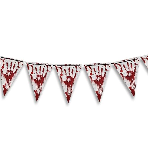 PARTY DISCOUNT NEU Wimpelkette Blut-Spritzer, 3m, Wimpel ca. 20x30cm von PARTY DISCOUNT