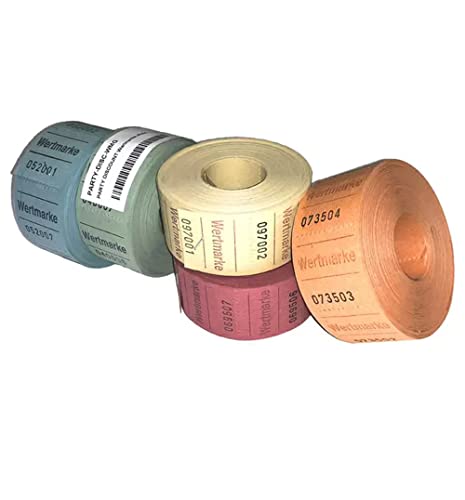 PARTY DISCOUNT Rollen-Gutscheine Wertmarke mini 500 Abrisse, 3 Rollen, blau von PARTY DISCOUNT