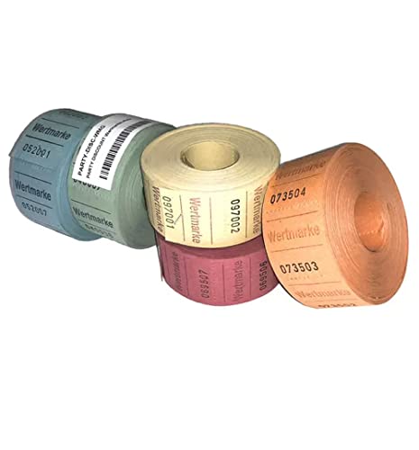 PARTY DISCOUNT Rollen-Gutscheine Wertmarke mini 500 Abrisse, 5 Rollen, gelb von PARTY DISCOUNT